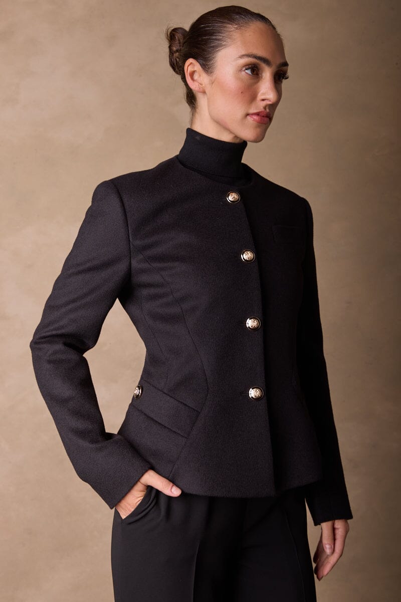Amelie Crop Jacket - Black Wool Cashmere