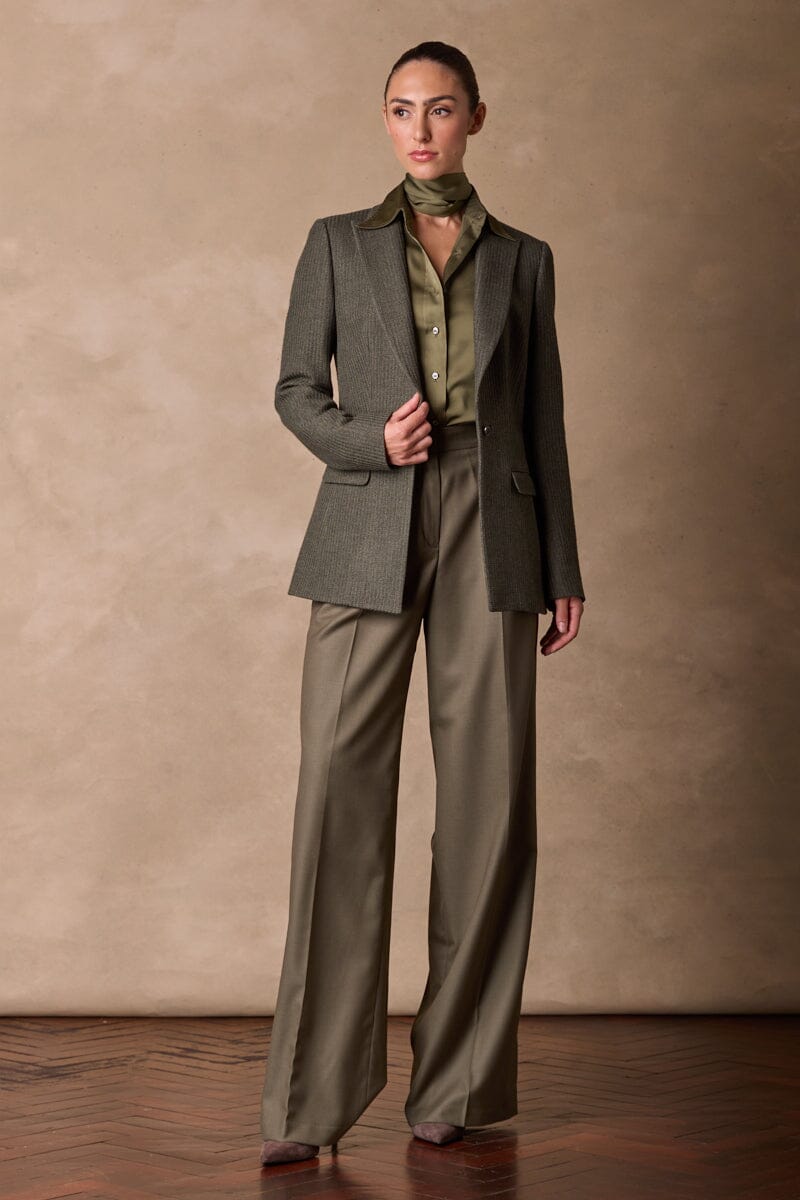 The Adeline Jacket - Olive Textured Wool