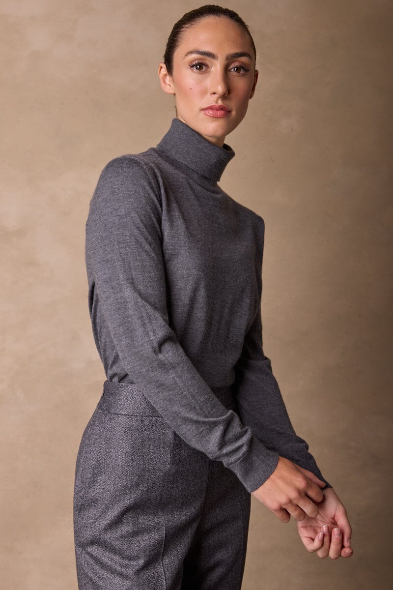 Roll Neck Cashmere Knit (MTM Womenswear) - Mid Grey