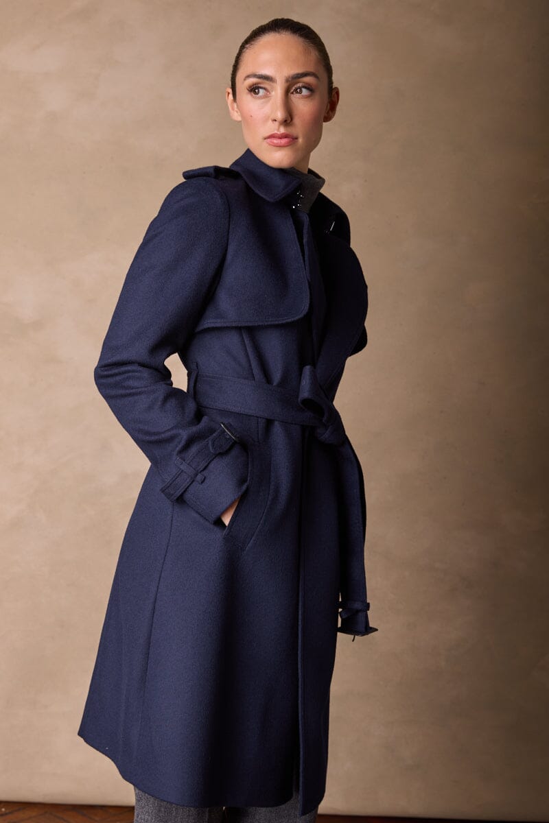 The Harper Trench Coat - Navy Wool Cashmere