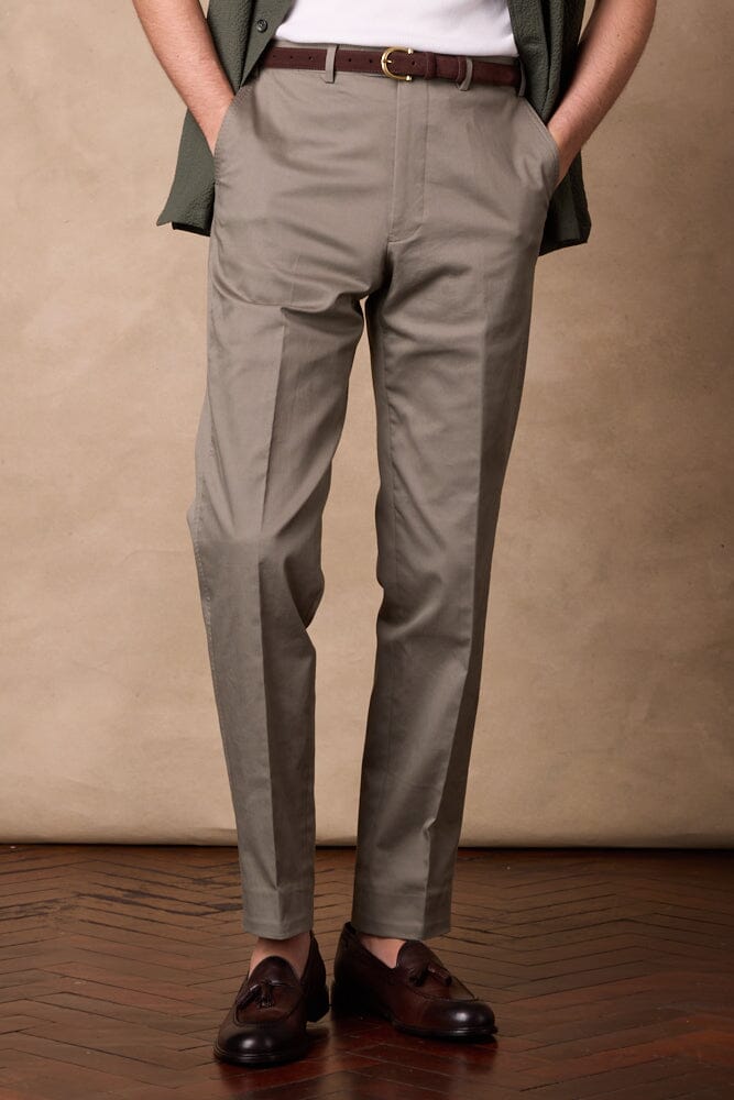 Como Trouser - Olive Cotton Stretch Twill