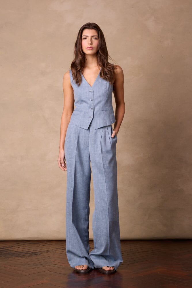 Scarlet (Long Line) / Emma Suit - Lt Blue Wool Silk Blend