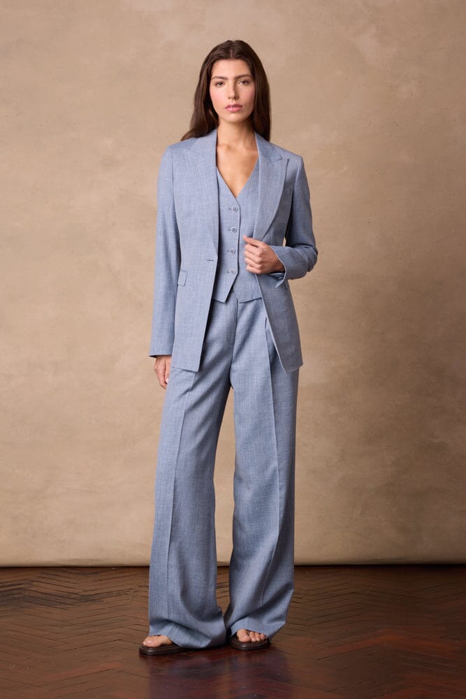 Scarlet (Long Line) / Emma Suit - Lt Blue Wool Silk Blend