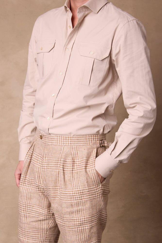 Double Pleated Shorts - Camel/Beige/Rust Linen Cotton