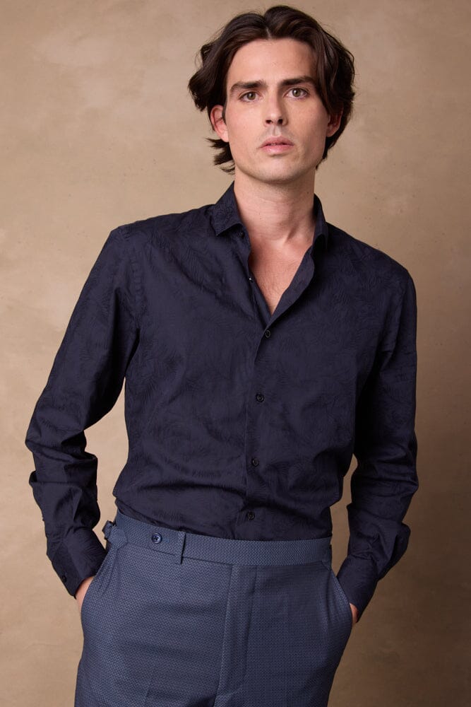 Pilot (SCA) Shirt - Navy with Tonal Floral