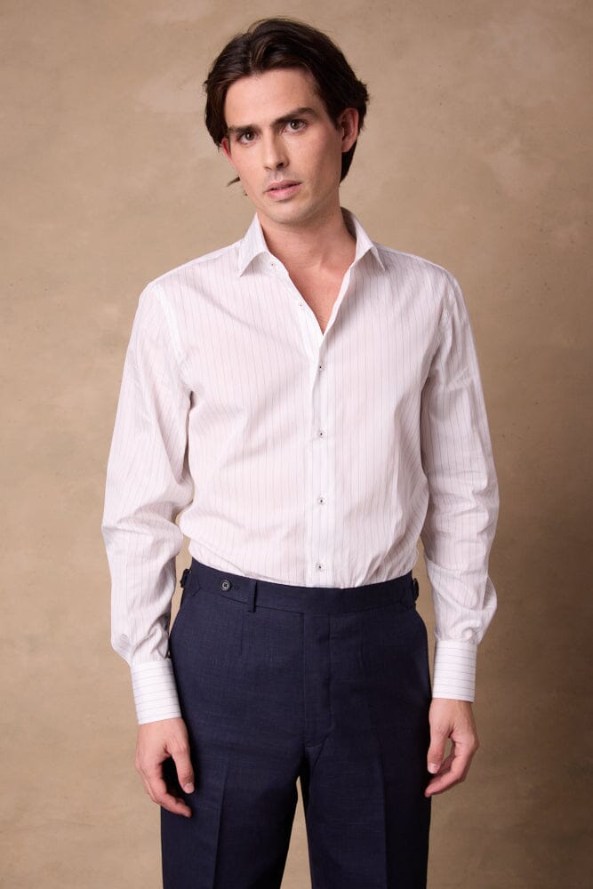 Pilot (BC) Shirt - White with Black Thin Stripe