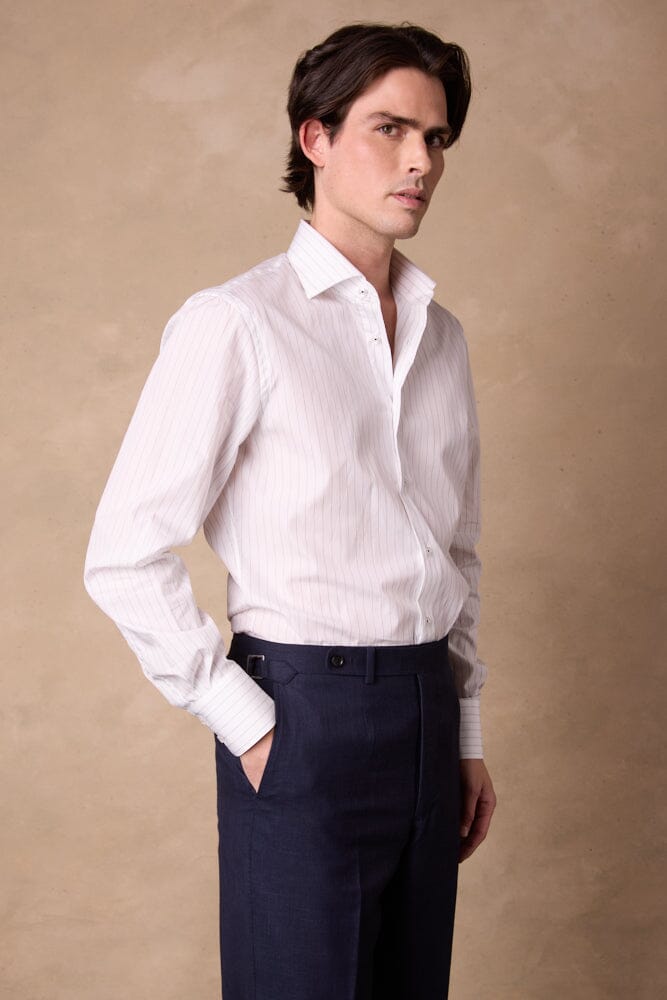 Pilot (BC) Shirt - White with Black Thin Stripe