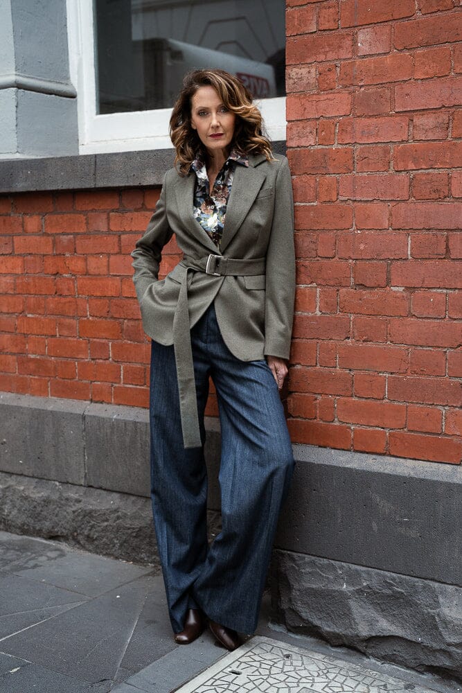 The Lily Belted Jacket - Sage Wool