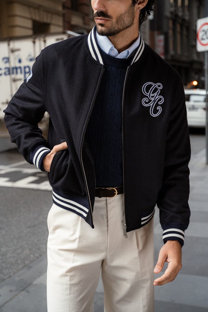 The 'GC' Varsity Bomber - Navy Wool