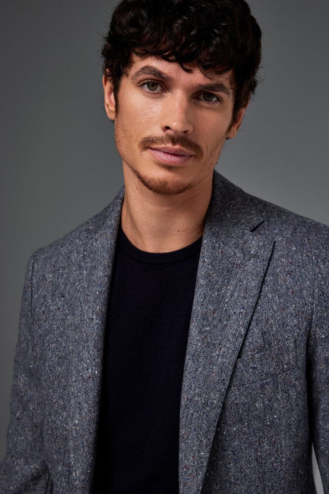 The Liam Suit - Blue Multi Tweed
