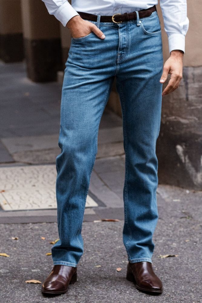 Straight Leg Jeans (RTW) - Light Blue Stone Wash