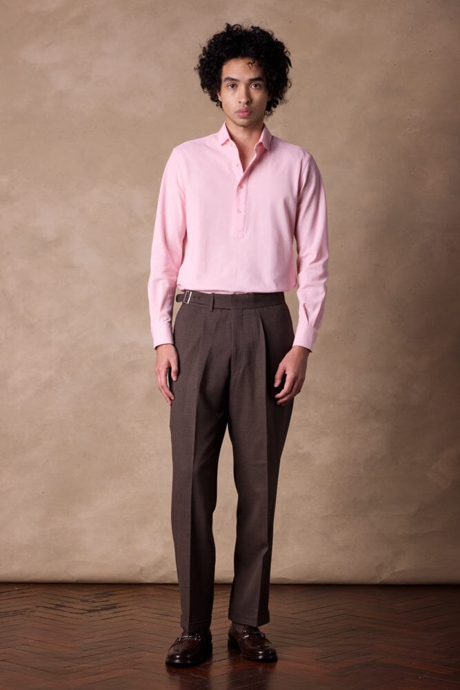 Magnus LS Polo Shirt - Pink Cotton Lux Knit