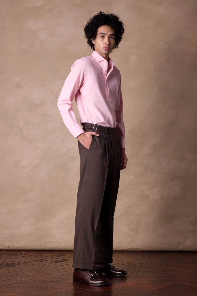 Magnus LS Polo Shirt - Pink Cotton Lux Knit