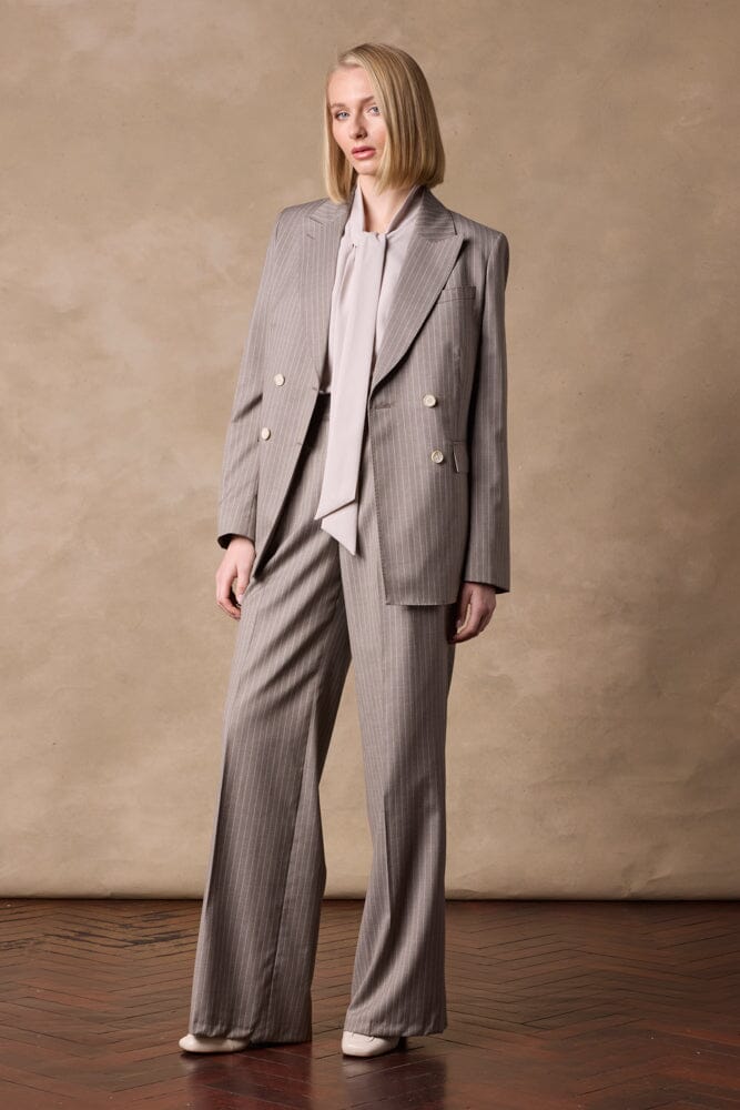 Alexis / Florence Suit - Lt Brown Pin Stripe