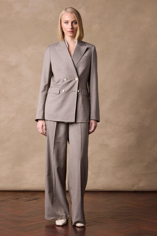 Alexis / Florence Suit - Lt Brown Pin Stripe