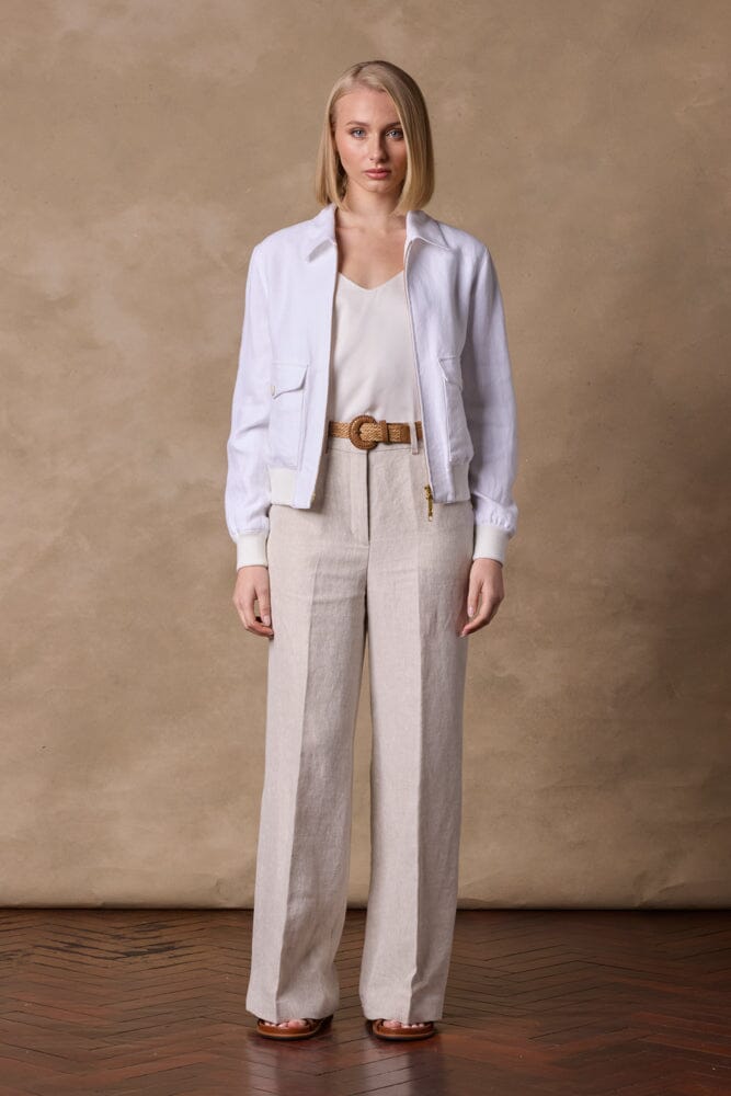 Sky Womens Bomber Jacket -  White Linen