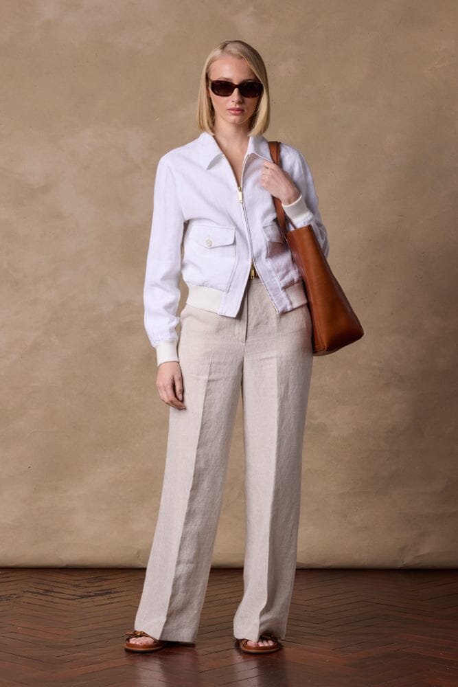 Sky Womens Bomber Jacket -  White Linen