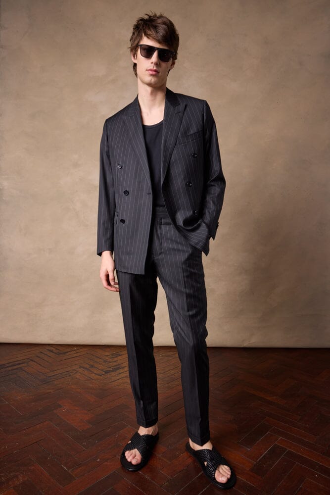 Knightsbridge DB Suit - Black with Pin Stripe