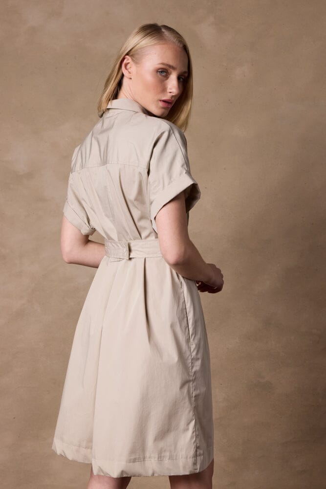The Iris Shirt Dress - Stone Cotton