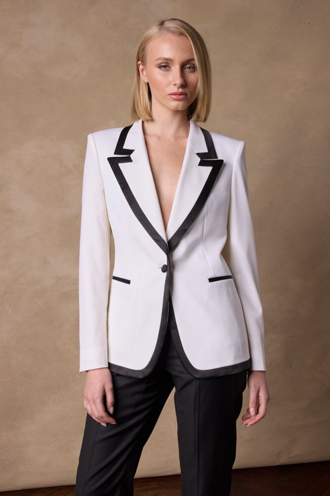 White Suit Jacket Black Pants Ivory Dinner Jacket Dress Pants