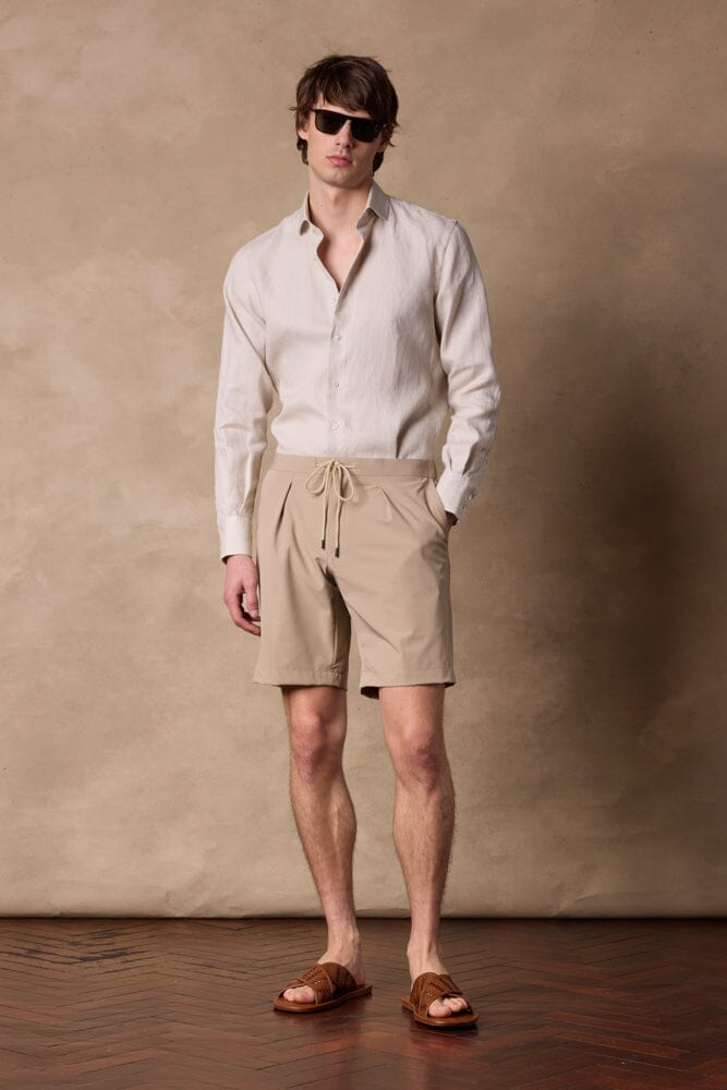Bailey Casual Shorts - Beige Nylon Spandex