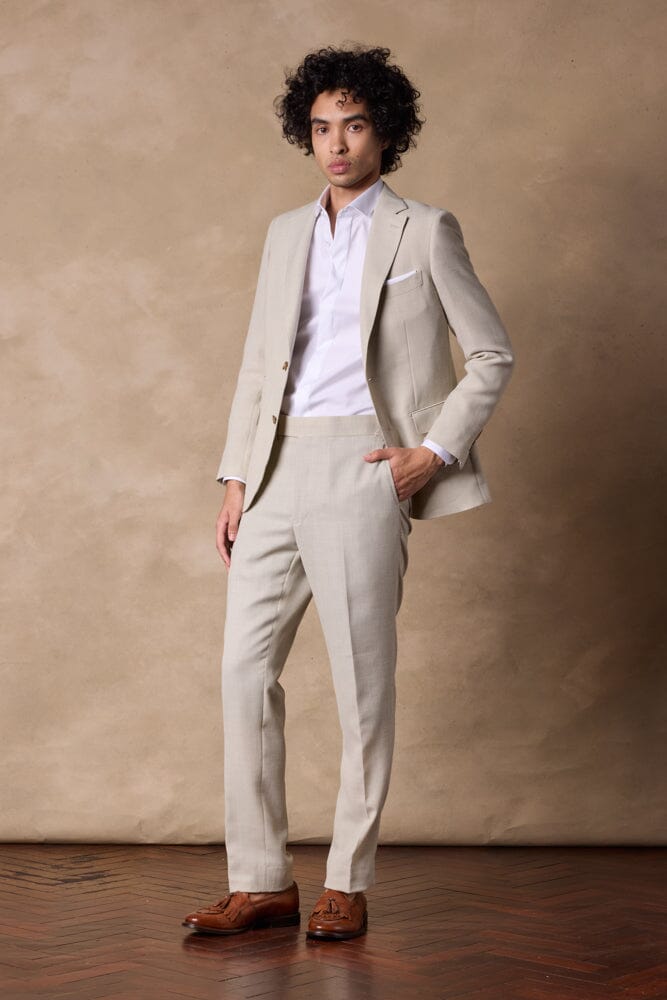 Greyson Suit - Sand Hopsack Wool Linen