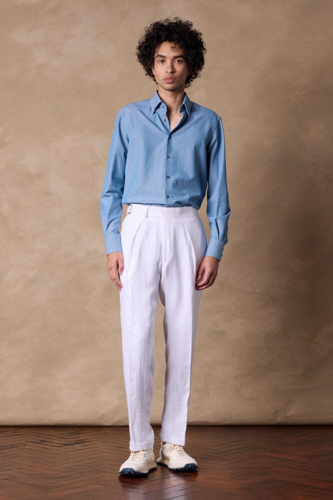 Alec DB Suit - White Linen