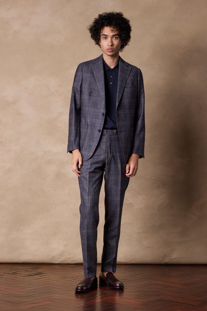 Liam Suit - Navy, Burgundy and Grey Check