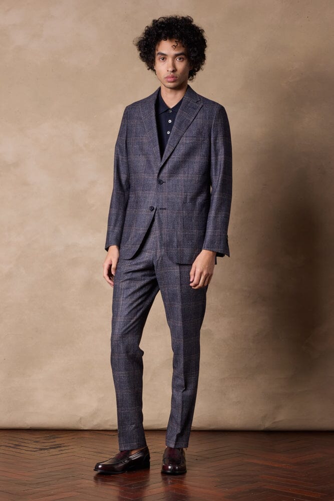 Liam Suit - Navy, Burgundy and Grey Check