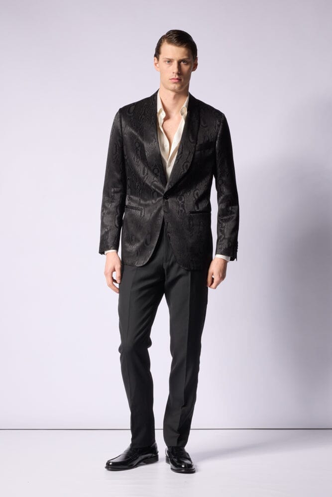 Luka 6 Cocktail Jacket - Black Tonal Jacquard