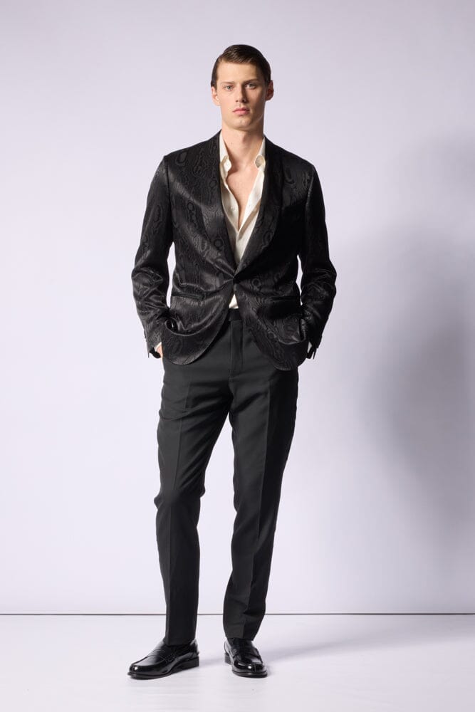 Luka 6 Cocktail Jacket - Black Tonal Jacquard