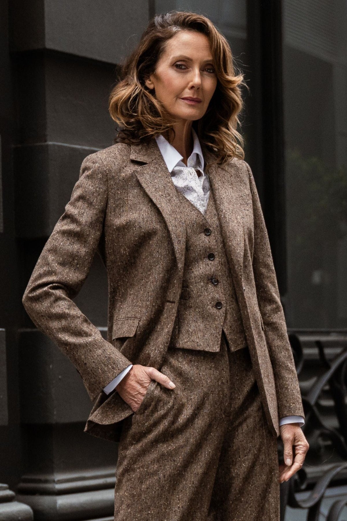 Rachel Vest - Coffee Brown Tweed