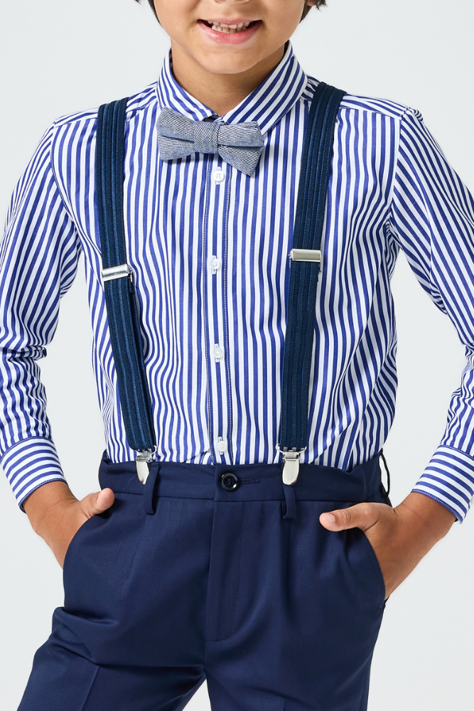 Roy Tailored Shirt - Navy & White Stripe