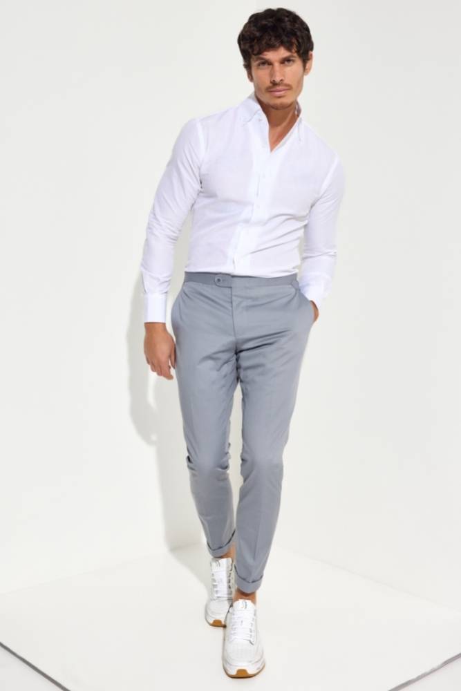Xander Pant - Grey Blue Cotton Stretch