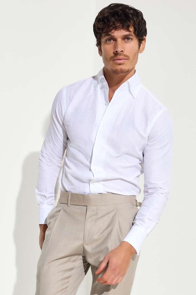 Saxon Shirt - White Cotton Linen