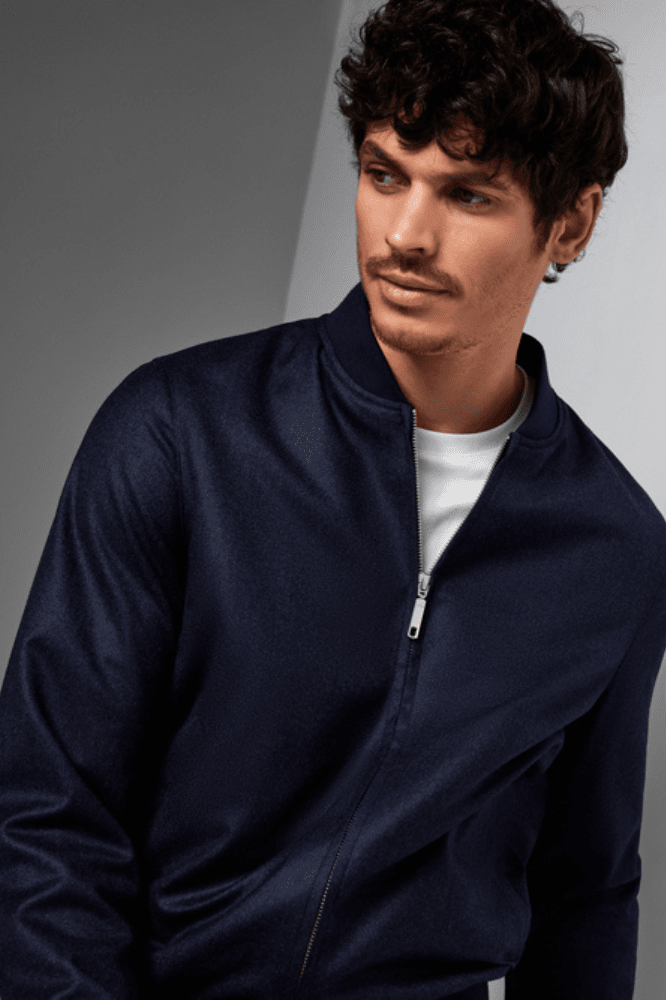 Bomber Jacket - Navy Wool Flannel