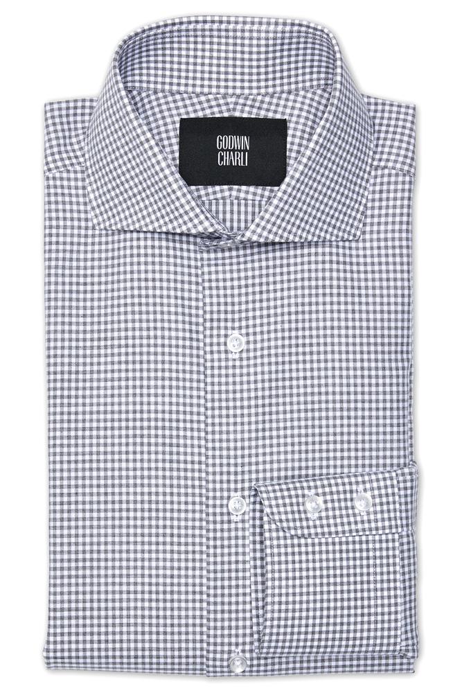 Pilot (BC) Shirt - Grey and White Check Cotton