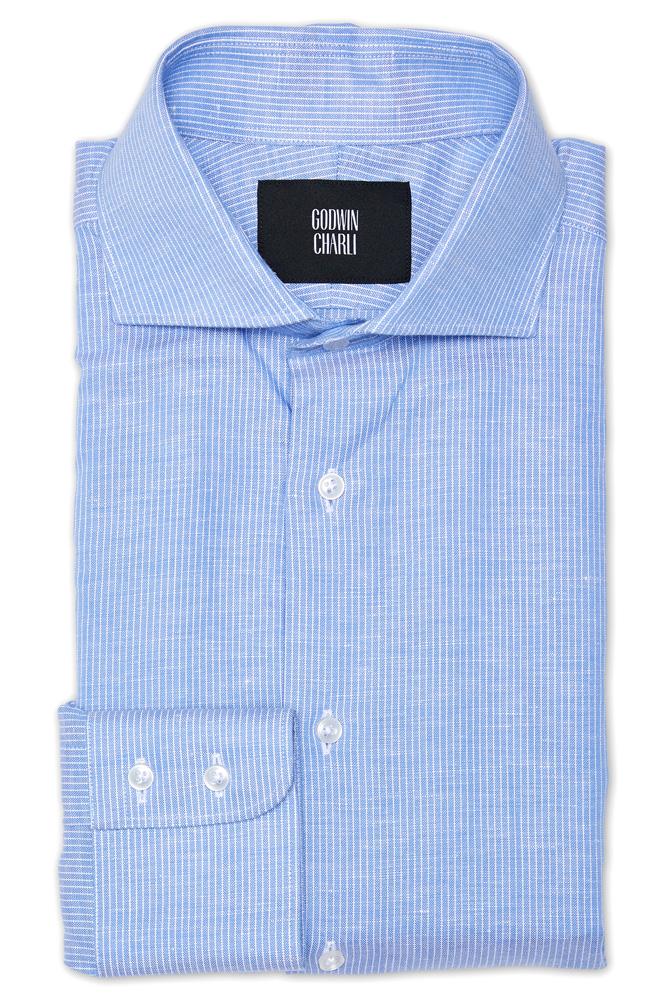 Pilot (BC/CL) Shirt - Lt Blue Micro Stripe Cotton Linen