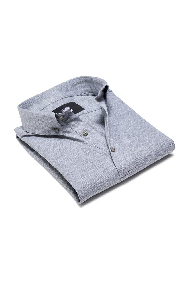 Christian Short Sleeve Polo Top - Grey Cotton Pique