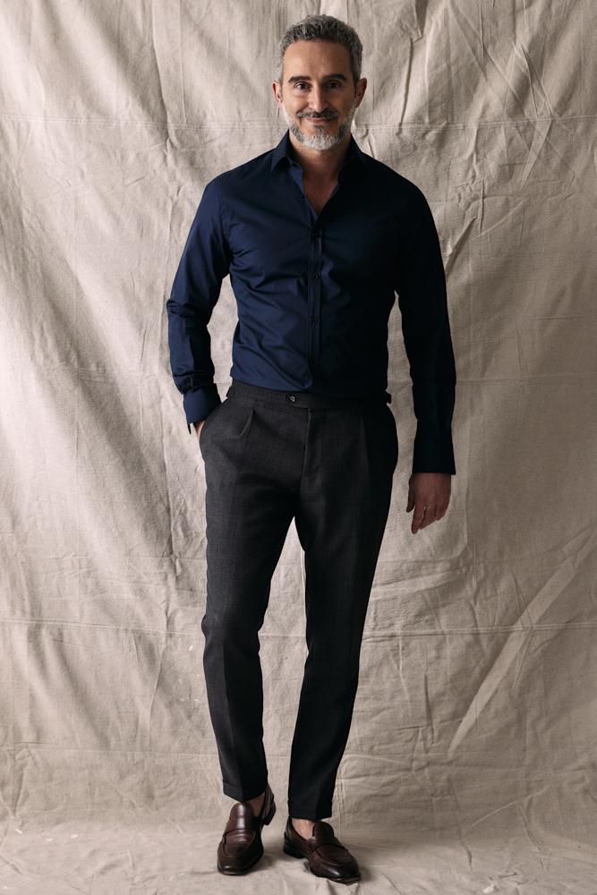 Ronan - Navy Cotton Stretch Shirt