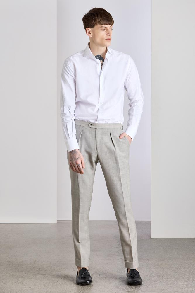 The Sacha Trouser - Light Grey Tropical Wool