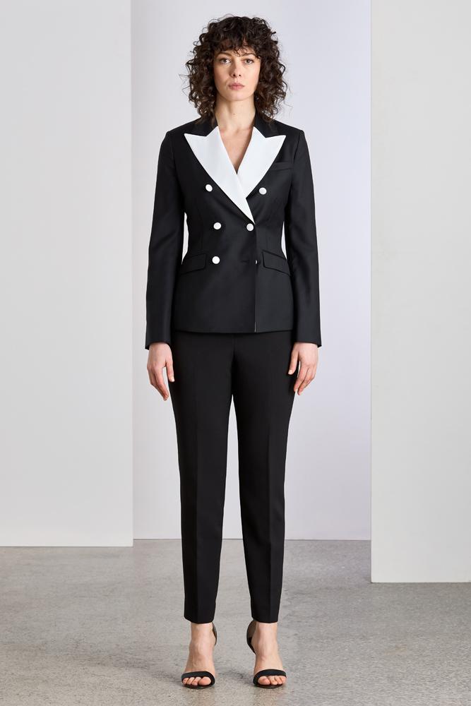 Thea Suit - Black and White Wool Contrast