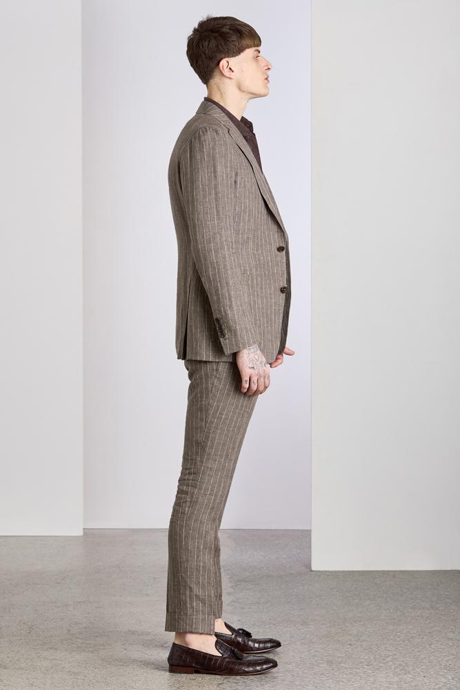 The Havana Suit - Light Brown Pinstripe Linen