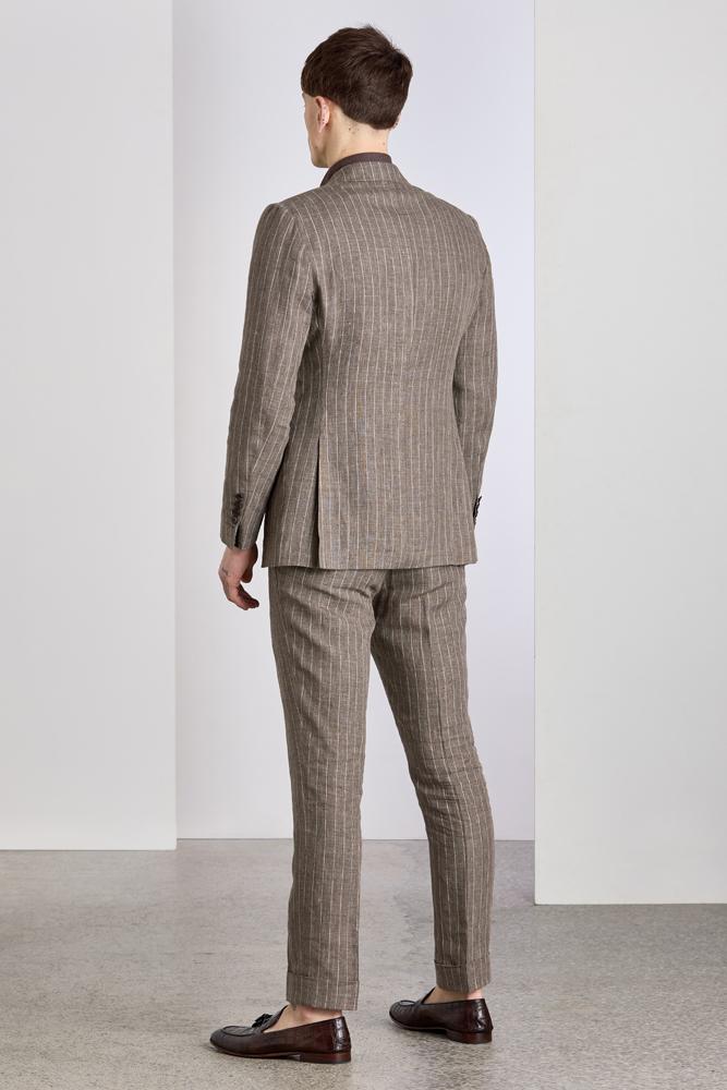 The Havana Suit - Light Brown Pinstripe Linen