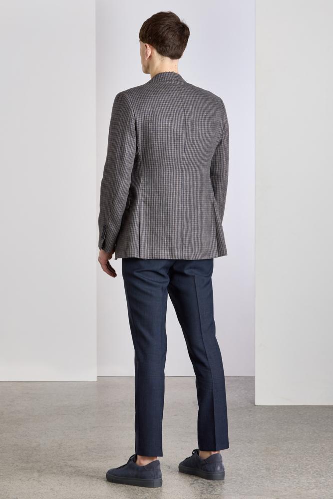 Wilhelm Sports Jacket - Brown Navy Linen Check