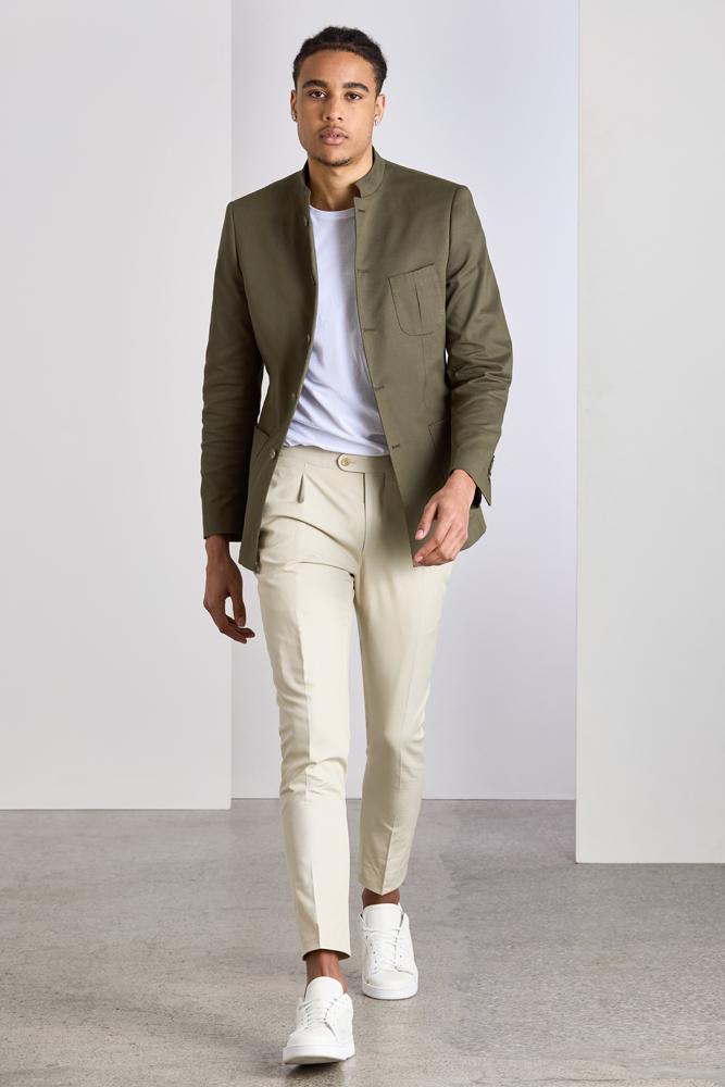 Pierre Sports Jacket - Olive Cotton Stretch 2399