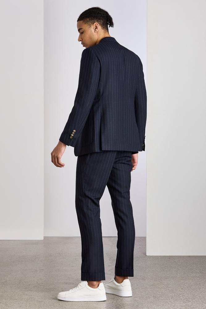 The Liam Suit - Navy Chalk Stripe Tropical Wool