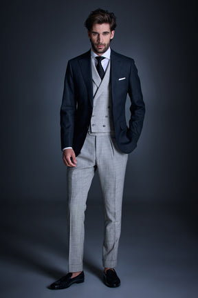 Greyson Sacha Harry 3 Piece Suit - Charcoal Twist and Lt Grey Tropical Wool