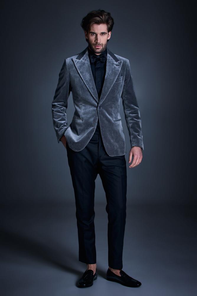 Samuel 11 Evening Jacket - Dark Grey Velvet