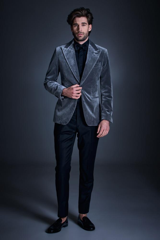 Samuel 11 Evening Jacket - Dark Grey Velvet